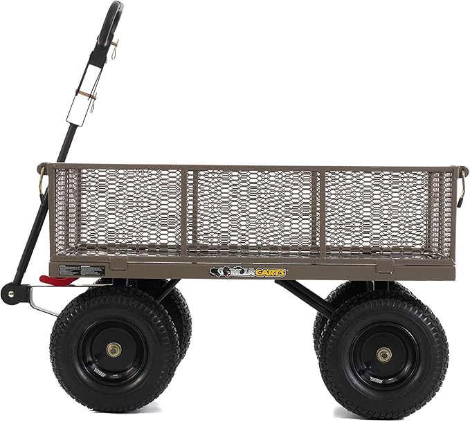 Gorilla Carts Steel Dump Cart, 5 Cu Ft Bed, 1200 lb Load Capacity, Gray – Towable Heavy-Duty Outdoor Utility Wagon with Removable Side Panels for Yard, Lawn, Garden or Landscaping