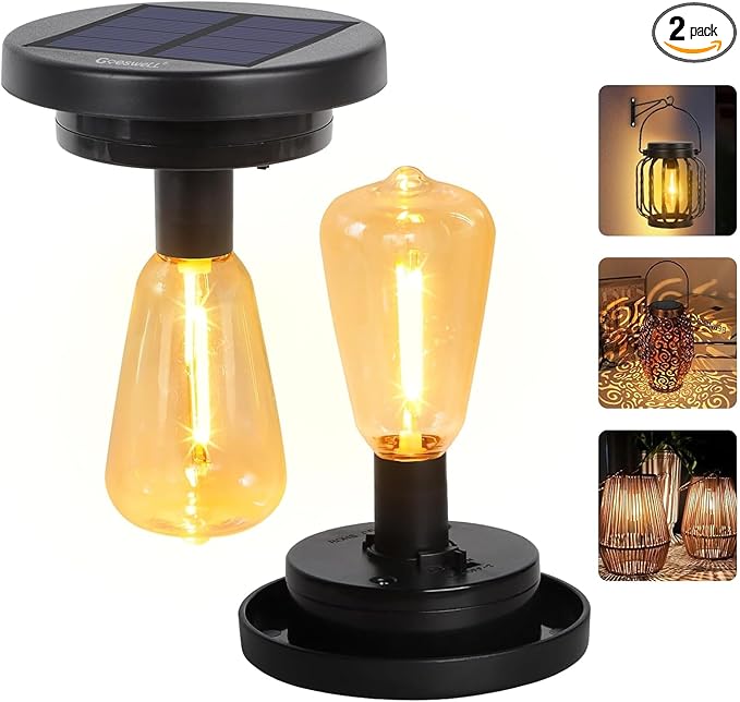 Replacement Solar Light Parts for Lantern: 2.83 inch Waterproof Solar Replacement Top Lights Fit for 2.36 in, 2.42 in, 2.5 in, 2.76 in, 2.83 in Old Lantern Port - Vintage Light Bulbs for Original Lamp