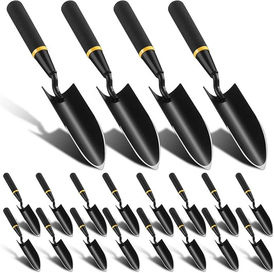 20 Pcs Garden Hand Trowel Heavy Duty Carbon Steel Garden Shovels Tools with Resin Rubberized Handle for Camping, Digging, Soil Planting, Transplanting, Lawn Yard Farm (Narrow Trowels)