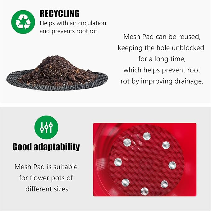 RooTrimmer 200 Pack 68MM, 2.7 inch Round Mesh Nets for Block Soil Leaking of 4 inch Nursery Pots(or Other Pots Bottom Around 2.7")