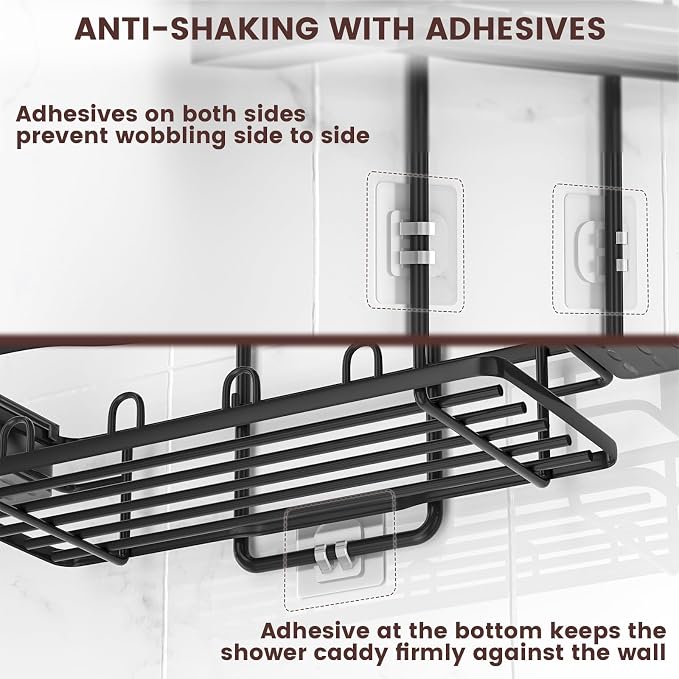 Rustproof Shower Caddy Hanging with Soap Holders for Bathroom, Black