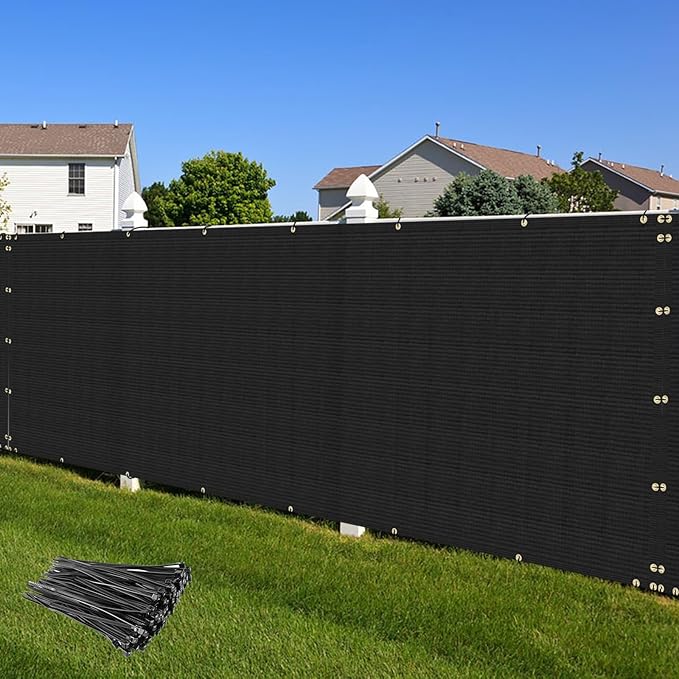Privacy Fence Screen 5' x 124 Fencing Cover Heavy Duty Mesh Windscreen Cloth for Outdoor Garden Patio Backyard Chain Link Fence Black