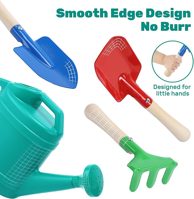 CUTE STONE Kids Gardening Set, Plant Growing Kit with Wheelbarrow, 3 Metal Garden Tools & Kids Grow House with Upgraded Irrigation, Outdoor Indoor STEM Toys for Toddlers 3+