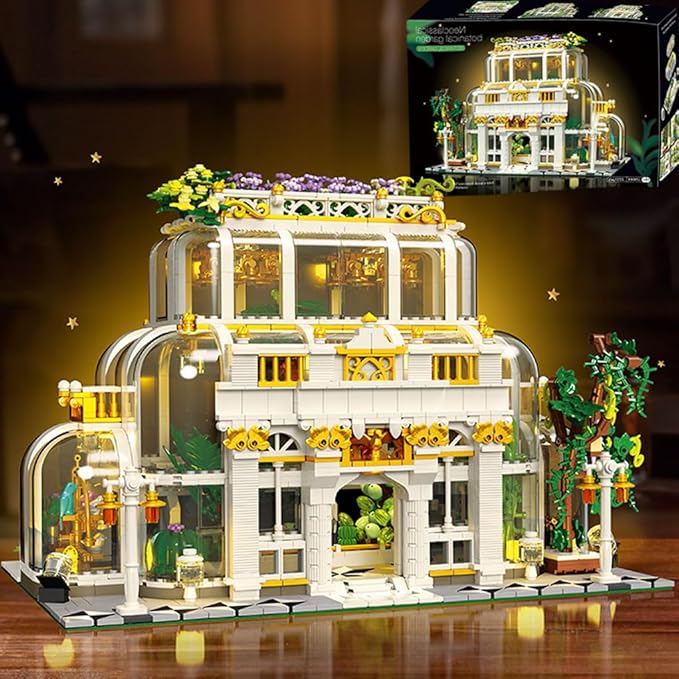 2231 Pcs - Friends Botanical Garden Building Set with LED Light Block for Adults Women Men, MOC Flowers Garden Greenhouse Model Kits, Compatible with Lego Ideas, Easter Gift for Her Him