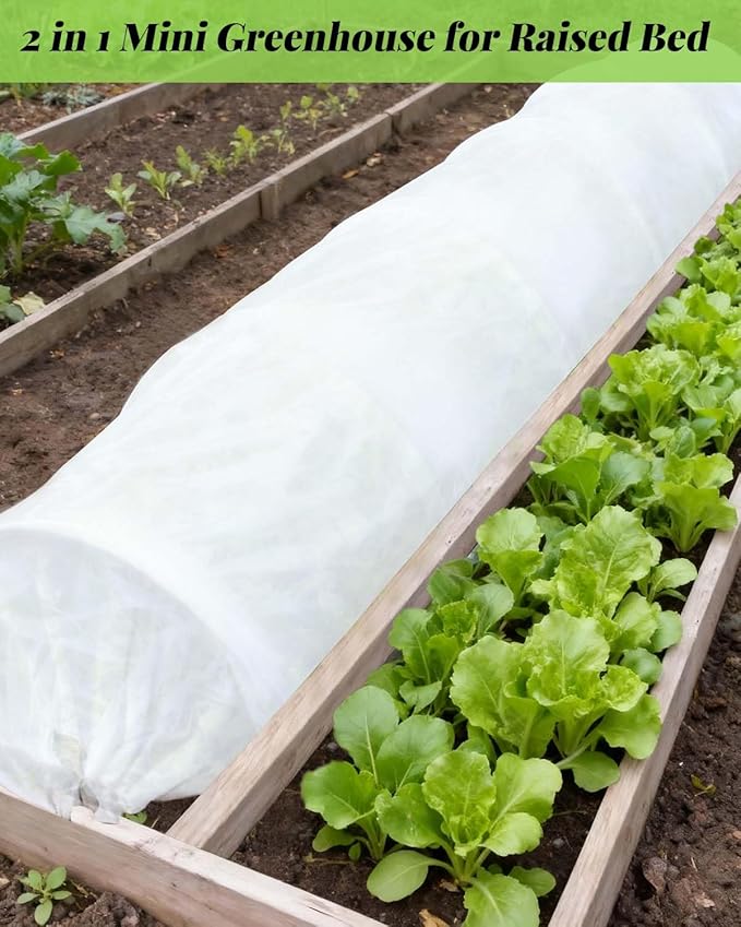 2-Pack Mini Greenhouse Tunnel, 2PCS 2 in 1 Green Houses for Outside Garden Cloches Cover, Garden Cloches for Plants Outdoor, Green House Kits to Build for Outside Winter (Frost Cloths，2PCS)
