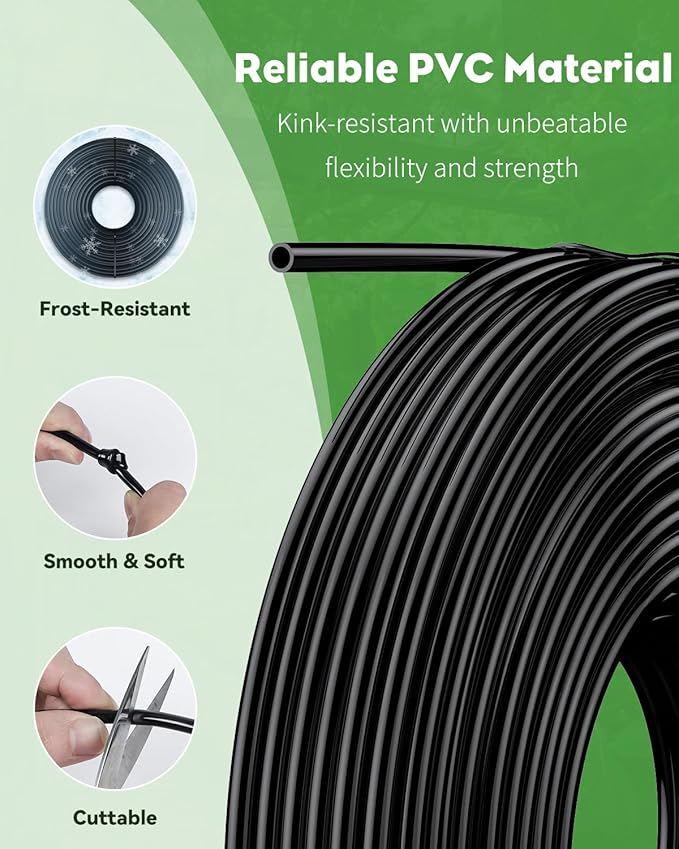 Pawfly 200 ft. 1/4 Drip Irrigation Tubing, Blank Distribution Tubing for Drip Irrigation System, Drip Irrigation Hose Roll for Garden Watering System
