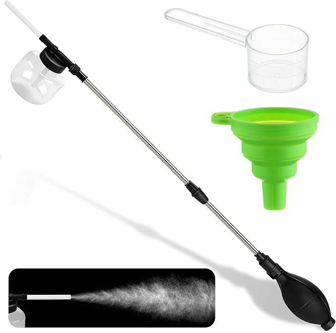 Qualirey Diatomaceous Earth Powder Duster, Extendable 16.5" to 26.2" Bulb Sprayer Pesticide, Powder Duster for Pest Control with 8.8OZ Bottle, Garden Sprayer for Organic Gardening Agricultural Supply