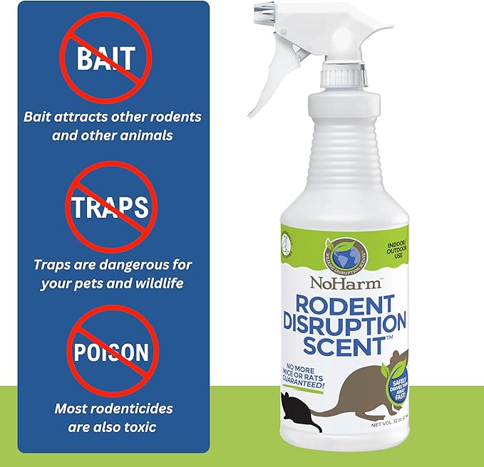 NoHarm Scent Ready to Use + Refill | Send Mice and Rats Away | Safe Indoor/Outdoor Use | 32 oz. RTU + 7oz. Liquid Concentrate Refill