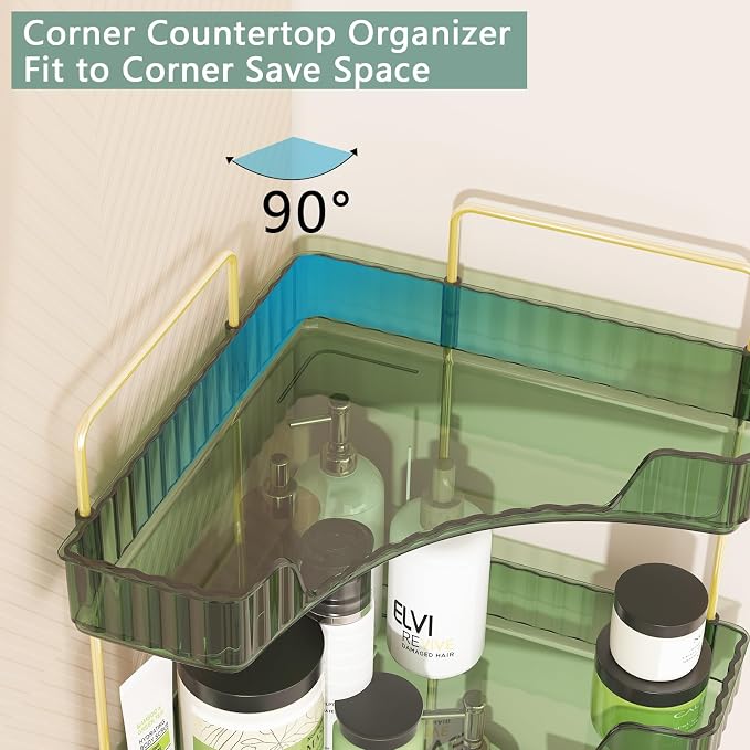 Webetop Corner Bathroom Organizer 3 Tier Makeup Countertop Shelf for Vanity