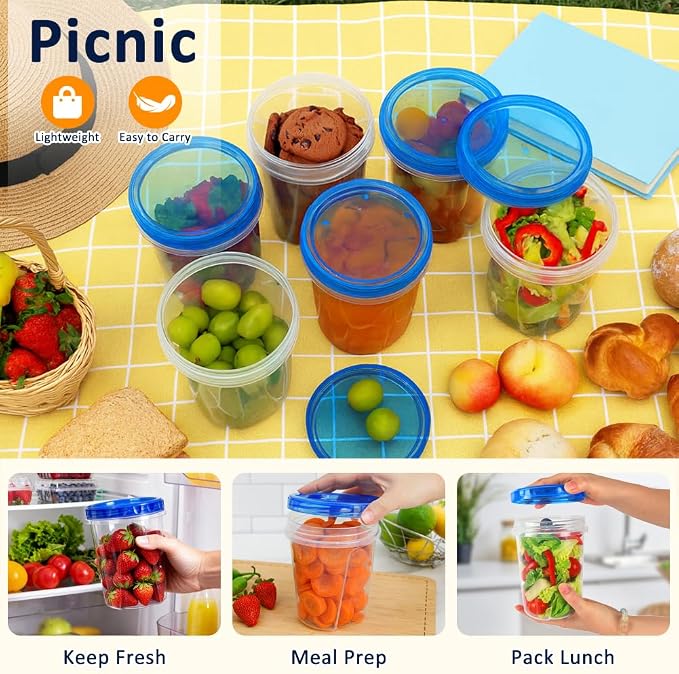10 Pack 34oz Soup Freezer Storage Containers with Twist Lids for Meal Prep