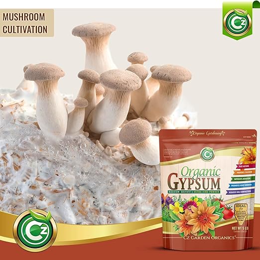 Organic Gypsum Powder 10LB - Made in USA - OMRI Listed - Calcium Sulfate Dihydrate - Garden Soil Amendment Fertilizer for Lawns, Plants, Mushroom Cultivation. Calcium & Sulfur. Cures Blossom End Rot