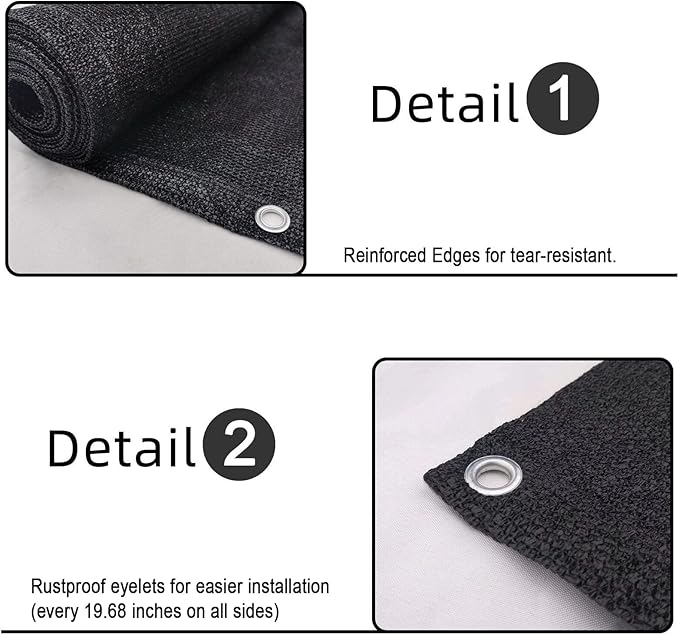 SUNLAX 2.5'x10' Black Balcony Privacy Screen Fence Windscreen Cover Fabric Shade Netting Mesh Cloth with Grommets UV Protection for Patio, Backyard, Porch, Railing Shield 90%