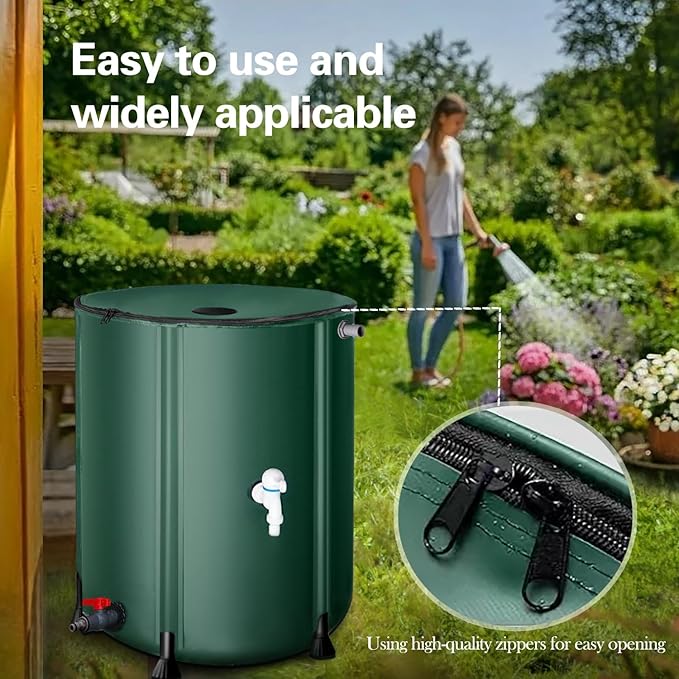 200 Gallon Collapsible Rain Barrel, Foldable Outdoor Water Tank with Faucet, for Garden Irrigation Water Storage (200Gal)