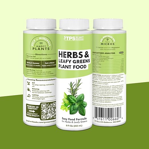 Herb Plant Food – Liquid Fertilizer for All Edible Herbs, Supports Faster Growth, Lush Leaves & Better Flavor, 8 oz