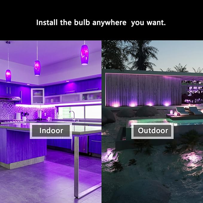 PAR38 Flood Purple Light Bulbs,2 Pack Dimmable,E26 Base Purple Flood Light Outoor(20W Replace to 200W),Halloween Light Bulb for Outside,Christmas,Holiday Lighting