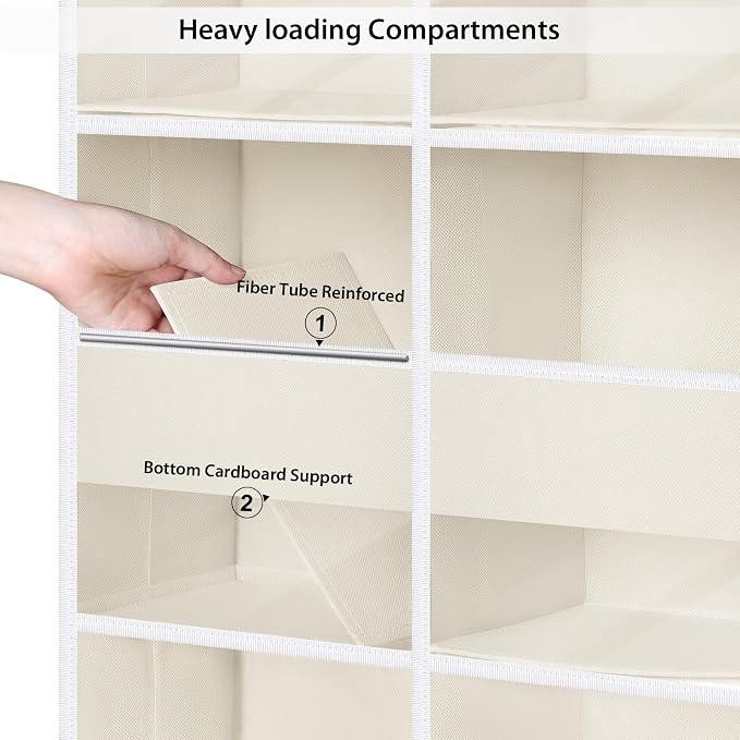 Univivi Upgraded Over the Door Organizer for Baby Nursery, Beige, 5-Shelf