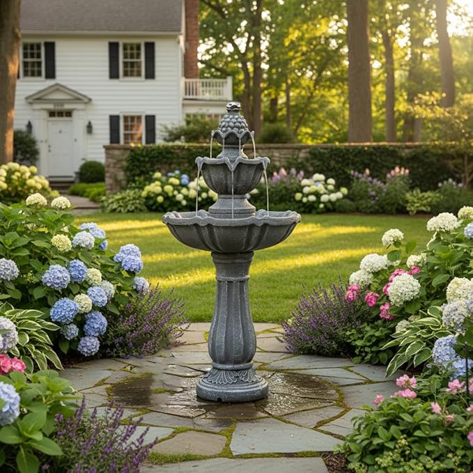 XBrand 36.2" 2-Tier Outdoor Freestanding Solar Water Fountain - Classic Design