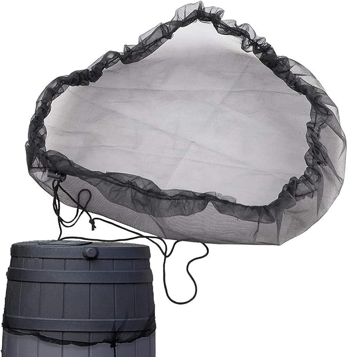 Mesh Cover for Rain Barrels - 39in Rain Barrel Netting with Drawstring, Water Collection Buckets Tank Protector Screen for Preventing Fallen Leaves in Outdoor Garden Eaves