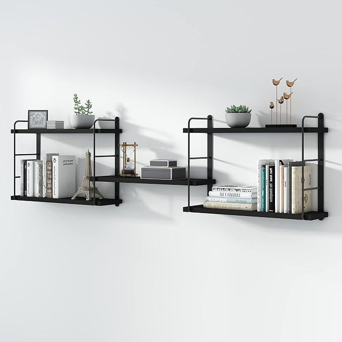 MXCSE Shelves on Wall, Floating Bookshelves, Shelves for Room Wall (Black) | Wall Shelves, Wall Mounted Bookshelves, Floating Shelves for Wall, Floating Shelves, Bedroom, Living Room