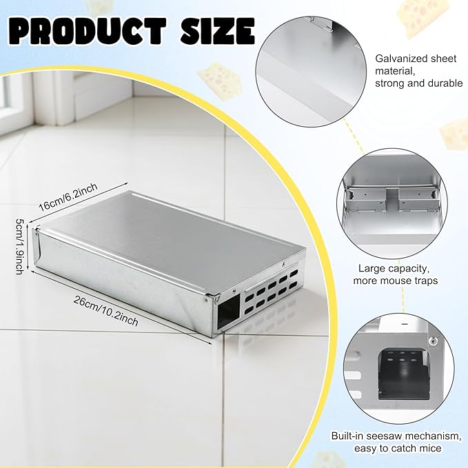 6 Packs Multi Catch Mouse Trap Invisible Mice Trap Rodent Humanized Silver Rat Traps for Indoor Outdoor Rat Control Pet and Security