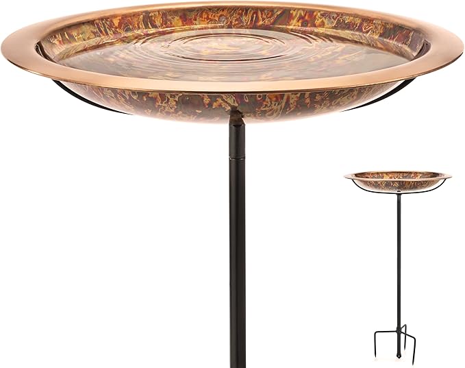 Good Directions Fired Copper Bird Bath on Garden Pole 18"