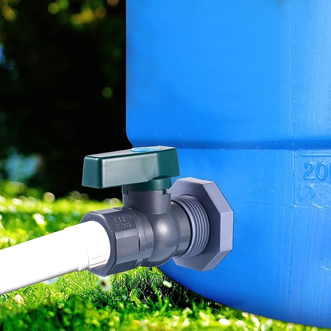2 Set 3/4 Inch Rain Barrel Spigot Kit - BILAL Water Barrel PVC Garden Diverter Kit with Bulkhead Fitting Hose Faucet Adapter and Thread Seal Tape for Water Tanks, Aquariums, Tubs, Pool, Garden Barrel