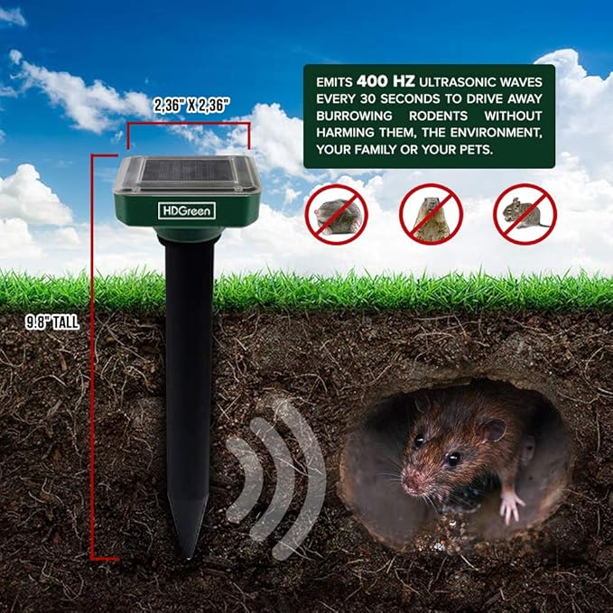 Animal Repellent for Garden - Our 2 Pack Rodent, Mole Repellent for Lawns is The Answer for How to Keep Groundhogs Away - Waterproof Pest Repellents to Get Rid of Moles in Your Yard