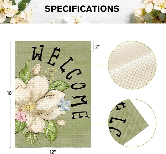 AVOIN colorlife Magnolia Spring Garden Flag 12x18 Inch Double Sided Outside, Seasonal Floral Welcome Yard Outdoor Flag