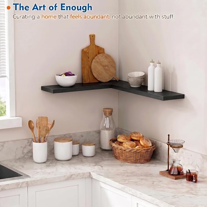 Harwaya 24 Inch Floating Shelves, Black Bedroom Floating Shelf for Wall | Wall Mounted Storage Shelves for Bedroom Bathroom Kitchen Office Living Room Books Plants