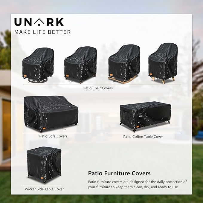 Swivel Patio Chair Cover 4 Pack, 600D Waterproof Heavy Duty Outdoor Chair Cover, Patio Furniture Covers, Outdoor Furniture Covers Waterproof, 33 W x 35 D x 36 H inches Black