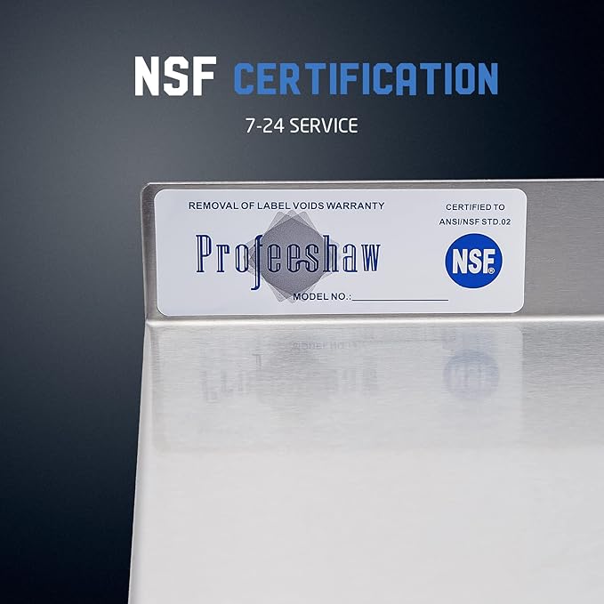 Profeeshaw NSF Stainless Steel Shelf 18” x 24”, Commercial Wall Shelving | 300 lb, Wall Mounted Metal Shelves, with Backsplash and 3 Brackets, for Restaurant, Bar, Utility Room, Kitchen and Garage