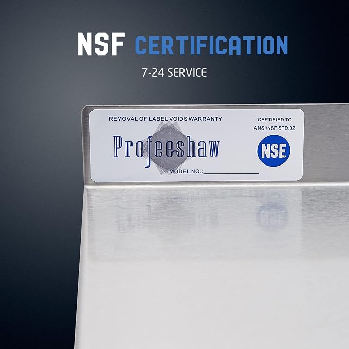 Profeeshaw NSF Stainless Steel Shelf 18” x 72”, Commercial Wall Shelving | 500 lb, Wall Mounted Metal Shelves, with Backsplash and 3 Brackets, for Restaurant, Bar, Utility Room, Kitchen and Garage