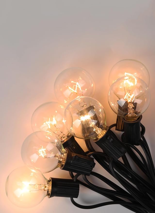 Brightown G40 Replacement Light Bulbs, 5W Clear Globe Bulb fits E12 C7 Candelabra Screw Base Sockets, 1.5 Inch Dimmable Light Bulbs for Indoor Outdoor Patio Decor, Pack of 50