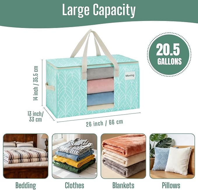 VENO Moving Bags, Wide Open Top, Clear Window, Evergreen, 4 Pack