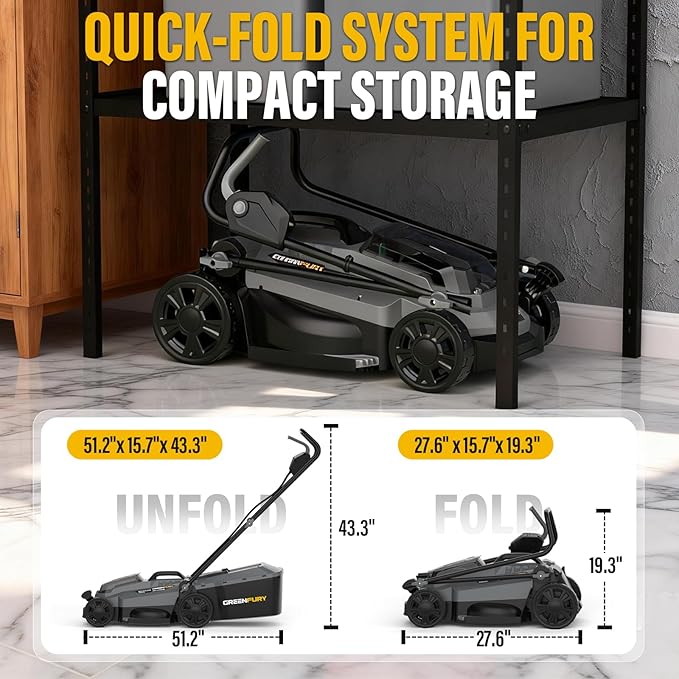 13 Inch Cordless Lawn Mower, Compatible with Dewalt 20V MAX Battery, Brushless Electric Mower with 8 Gallon Grass Bag, 5-Level Height Adjustment, for Small Yard/Garden (Battery Not Included)