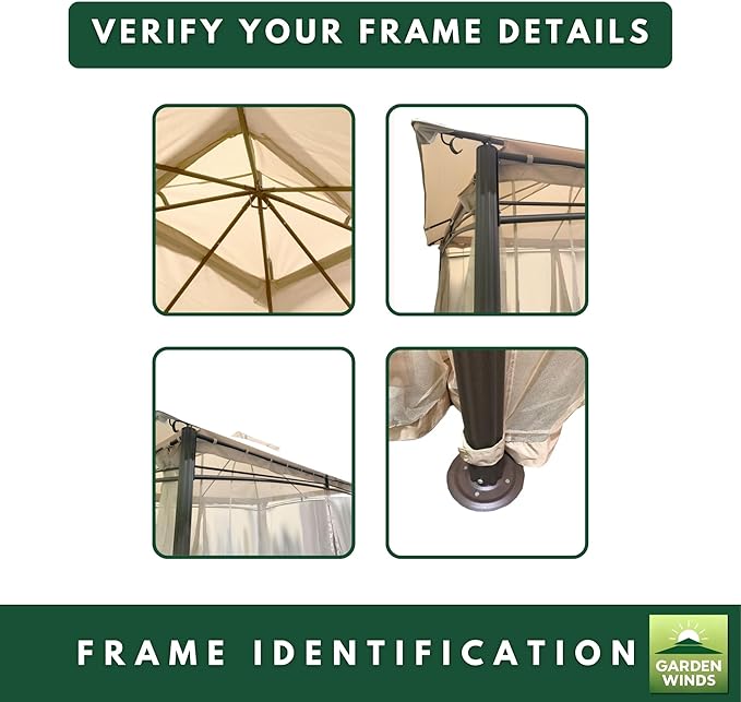 Garden Winds Durable 350 Replacement Canopy Top Compatible with Waterford 13' X 10' Gazebo Model 5LGZ6526-V5 - Beige