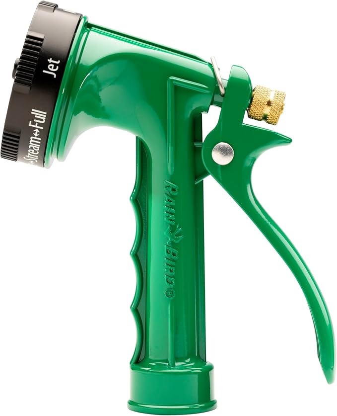 Rain Bird C06505 Pistol Grip Rear Trigger Garden Hose Nozzle, Durable Zinc Metal Body, 5-Pattern, Green