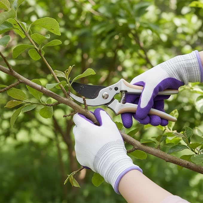 2 Pairs Garden Gloves for Women, Breathable Rubber Coated Gardening Gloves, Outdoor Indoor Work Glove Women for Yard Home Garden Tool Set(Medium Size, Purple+Green)