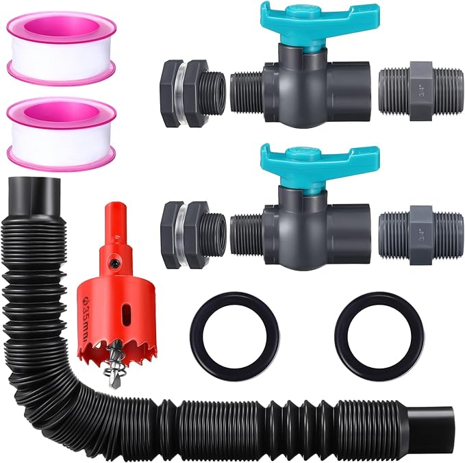 2 Sets 3/4 Inches Rain Barrel Spigot Kit Water Barrel PVC Garden Diverter Kit Include Bulkhead Fitting Hose Faucet Adapter and Thread Seal Tape for Home Outdoor(Simple Style)