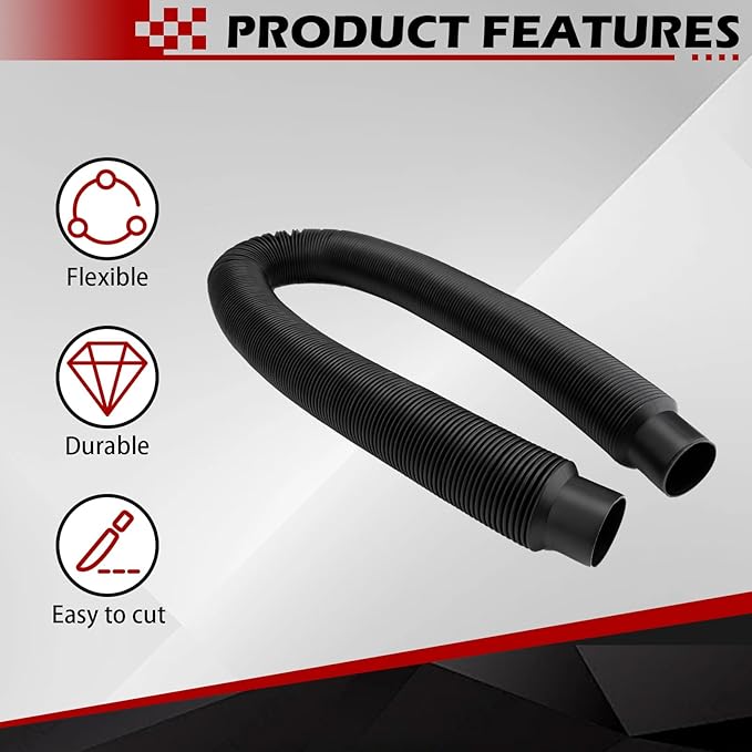 Rainwater collection downspout hose, 27.5 inches long, 1.25 inches diameter, black flexible connector for rainwater bucket, storing more rainwater for gardens and outdoors