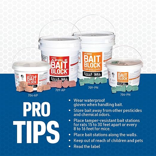 Bait Block Apple Flavor Rodenticide – 9 lb. Pail – Effective Rodent Control Bait Blocks – Long-Lasting and Easy to Use | 1 oz Anticoagulant Bait Blocks; Apple Flavor; For Use in Tamper-Resistant Bait Stations; 9 lb Pail