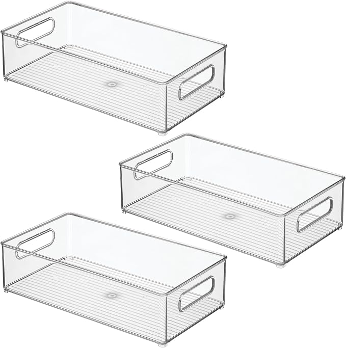 iDesign Stackable Fridge Bin, Clear, Set of 3