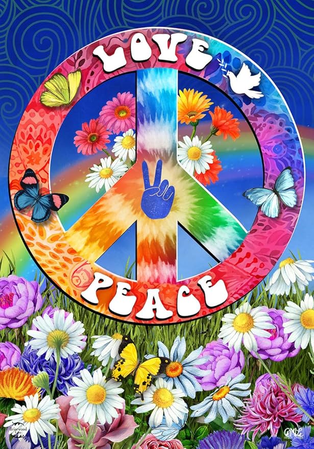 Peace and Love Summer Garden Flag 18" x 12.5" Briarwood Lane