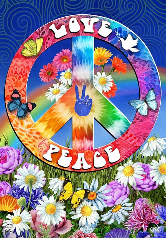 Peace and Love Summer Garden Flag 18" x 12.5" Briarwood Lane