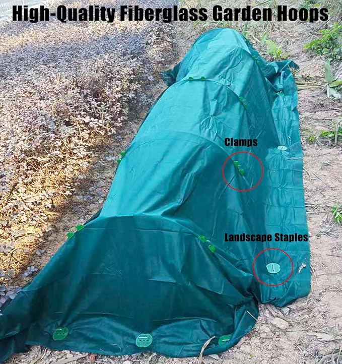 40 Pcs Greenhouse Hoops Kit, Gardening Grow Tunnel Hoops for Raised Bed Rust-Free Coated Fiberglass Garden Support Hoops Frame, Plant Supports Garden Stakes for Garden Plant Shade Cloth Row (40PCS)