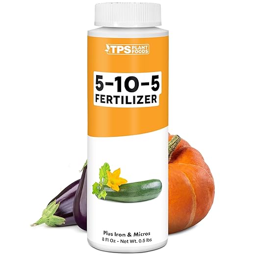 5-10-5 Fertilizer for Plants, Great for Root Vegetables, Fruiting Vegetables, and Flowers, Plant Fertilizer by TPS Plant Foods, 8oz (250ml)