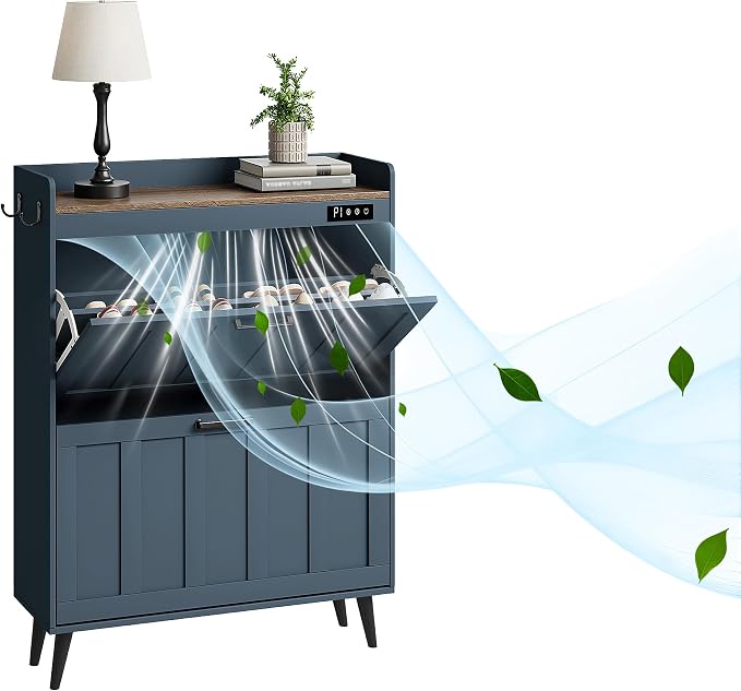 ChooChoo Shoe Storage Cabinet with 2 Flip Drawers and Deodorizer