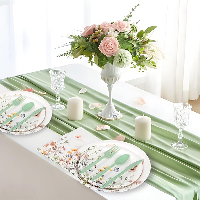 175 Pcs Wildflower Paper Plates and Napkins 25 Guests Spring Summer Floral Arrangements Tableware Party Supplies Set for Mothers Day Baby Shower Wedding Birthday Garden Tea Party