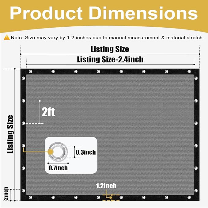 Shade&Beyond 90% Sun Shade Cloth with Grommets, 4' X 10' Pergola Shade Cover Canopy, Mesh Tarp Sun Screens for Patio, Outdoor, Garden, Backyard, Light Gray
