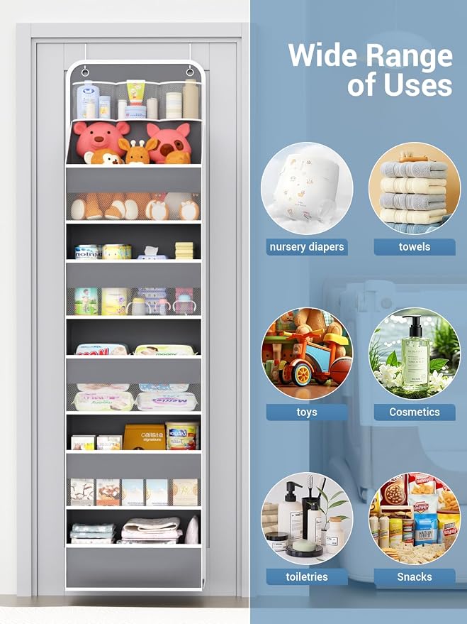 Over Door Hanging Organizer, 5 Tier 44 lb Load Behind Door Storage Bag